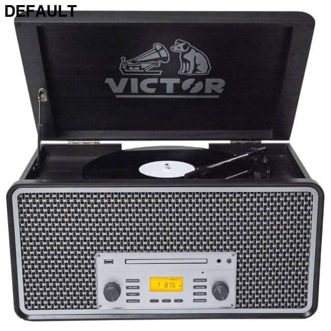 Victor Monument 8-in-1 Wood Music Center with 3-Speed Turntable and Dual Bluetooth Graphite / US Home Theater Systems