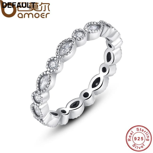 BAMOER 925 Sterling Silver Alluring Brilliant Marquise 51.9mm Rings