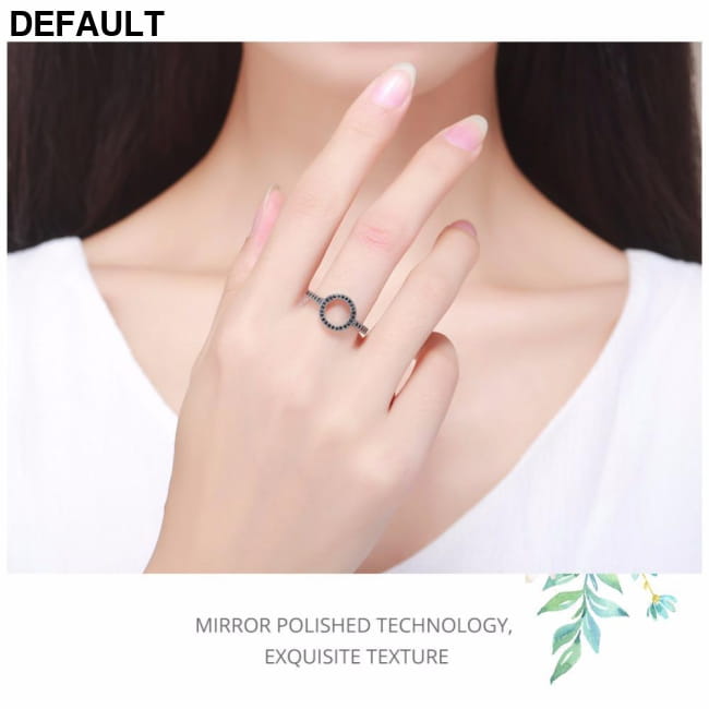 BAMOER 925 Sterling Silver Forever Clear Black CZ Circle Rings
