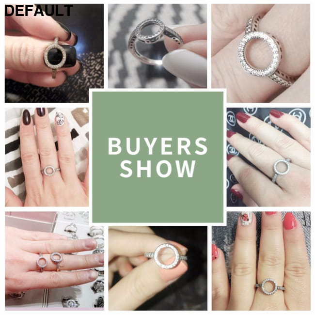 BAMOER 925 Sterling Silver Forever Clear Black CZ Circle Rings