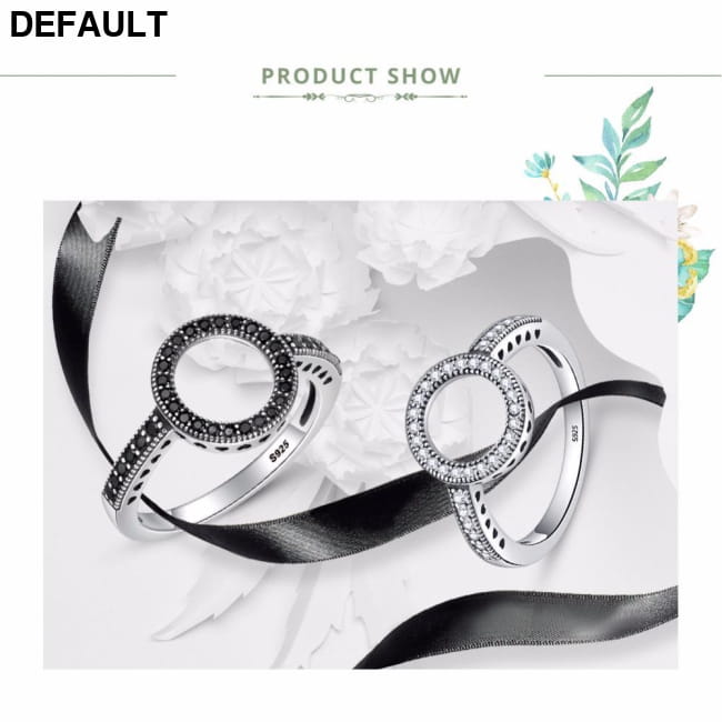 BAMOER 925 Sterling Silver Forever Clear Black CZ Circle Rings
