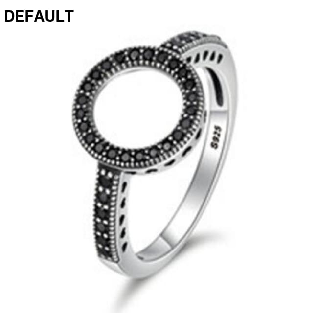 BAMOER 925 Sterling Silver Forever Clear Black CZ Circle Rings