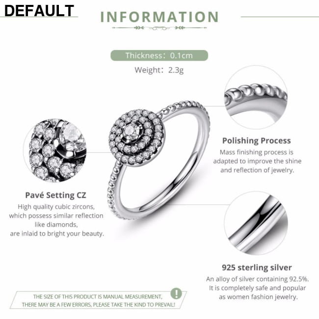 BAMOER 925 Sterling Silver Round Shape Radiant Elegance, Rings