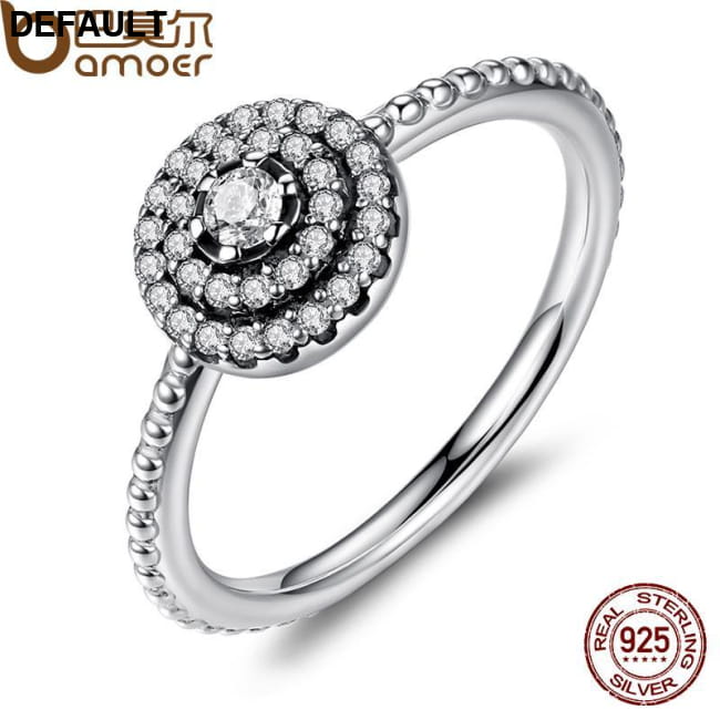 BAMOER 925 Sterling Silver Round Shape Radiant Elegance, Rings