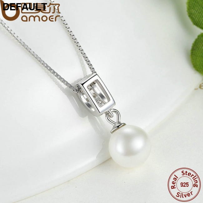 BAMOER 925 Sterling Silver Simulated Pearl Pendant Necklace Sets Necklaces