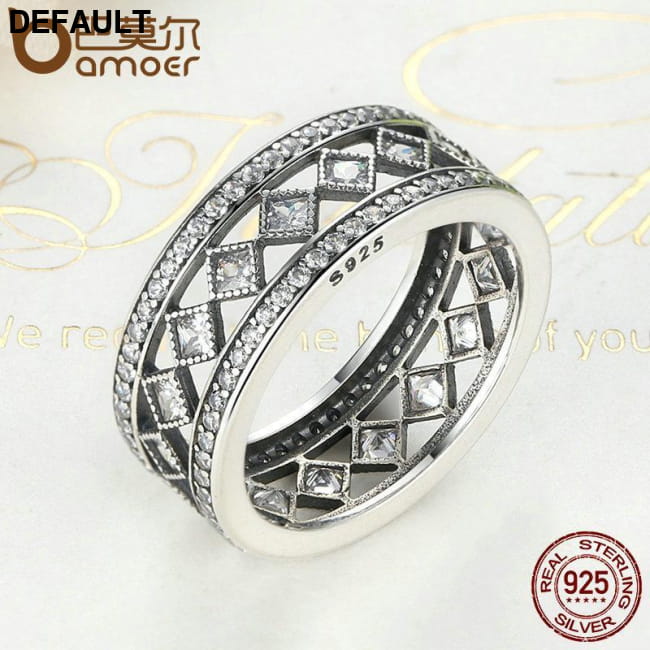 BAMOER 925 Sterling Silver Square Vintage Fascination, PA7601-size 6 Rings