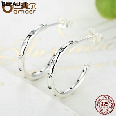 BAMOER 925 Sterling Silver Stackable Droplets Stud Earrings with Clear CZ SCE041