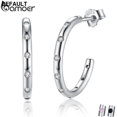 BAMOER 925 Sterling Silver Stackable Droplets Stud Earrings with Clear CZ SCE041