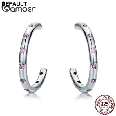 BAMOER 925 Sterling Silver Stackable Droplets Stud Earrings with Clear CZ SCE041