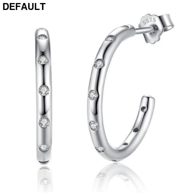 BAMOER 925 Sterling Silver Stackable Droplets Stud Earrings with Clear CZ SCE041