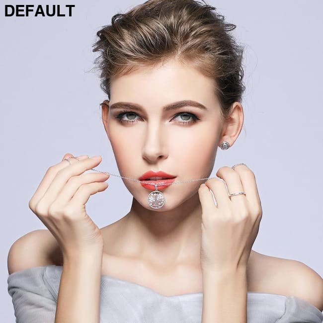 BAMOER 925 Sterling Silver Tree of Life Round Pendant Necklaces PSN013