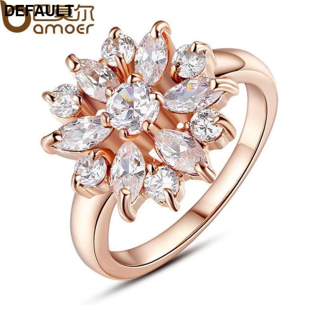 BAMOER Finger Ring with AAA Cubic Zircon Engagement Jewelry gold-size 6 Wedding Rings Best Selling Products