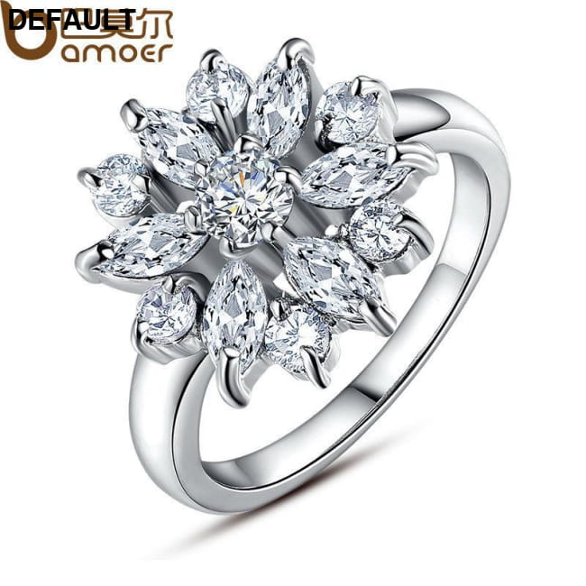 BAMOER Finger Ring with AAA Cubic Zircon Engagement Jewelry white-size 7 Wedding Rings Best Selling Products