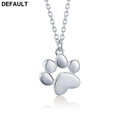 BAMOER Genuine 925 Sterling Silver Cute Animal Footprints Dog Cat Paw Necklaces Pendants Women Jewelry SCN275 silver