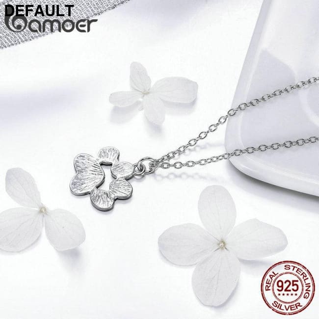 BAMOER Genuine 925 Sterling Silver Cute Animal Footprints Dog Cat Paw Necklaces Pendants Women Jewelry SCN275 Charms &