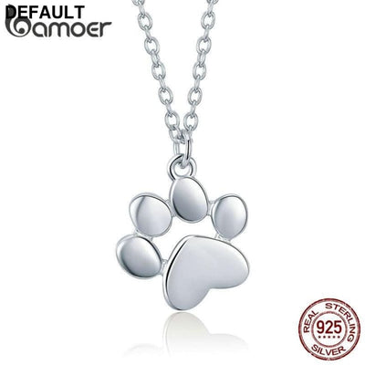 BAMOER Genuine 925 Sterling Silver Cute Animal Footprints Dog Cat Paw Necklaces Pendants Women Jewelry SCN275 Charms &
