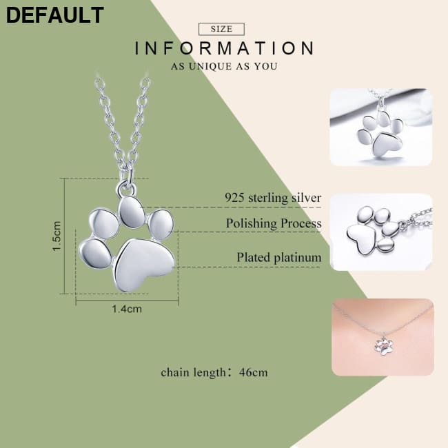 BAMOER Genuine 925 Sterling Silver Cute Animal Footprints Dog Cat Paw Necklaces Pendants Women Jewelry SCN275 Charms &