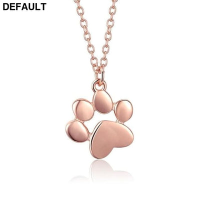 BAMOER Genuine 925 Sterling Silver Cute Animal Footprints Dog Cat Paw Necklaces Pendants Women Jewelry SCN275 GOLD