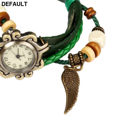 Beautiful Bohemian Style Retro Handmade Leather Angel Wing Women’s Watches Women