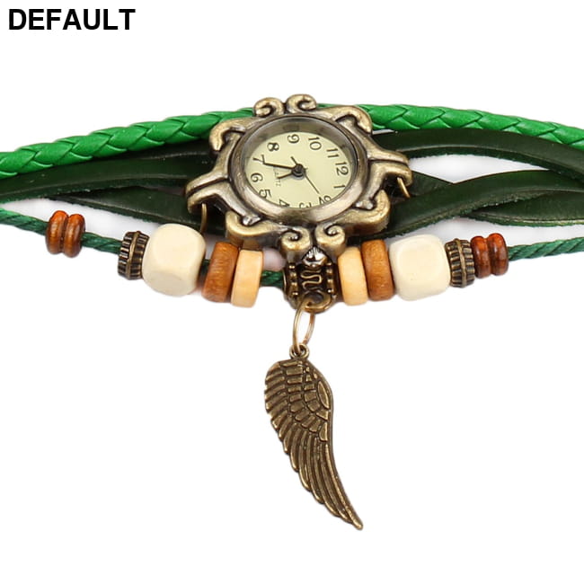 Beautiful Bohemian Style Retro Handmade Leather Angel Wing Women Watches
