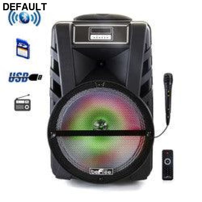 beFree Sound 12 Inch Bluetooth Rechargeable Portable PA Party Speaker with Reactive LED Lights Speakers Best Selling