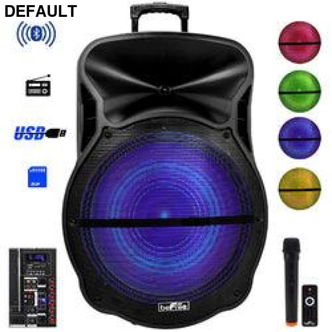 beFree Sound 18 Inch Bluetooth Portable Rechargeable Party Speaker with Reactive LED Lights, USB/SD, Microphone/Guitar