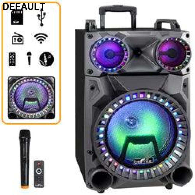 beFree Sound Rechargeable 12 Inch Bluetooth Portable Party Speaker with Lights FM Radio and USB/TF Inputs Lights,