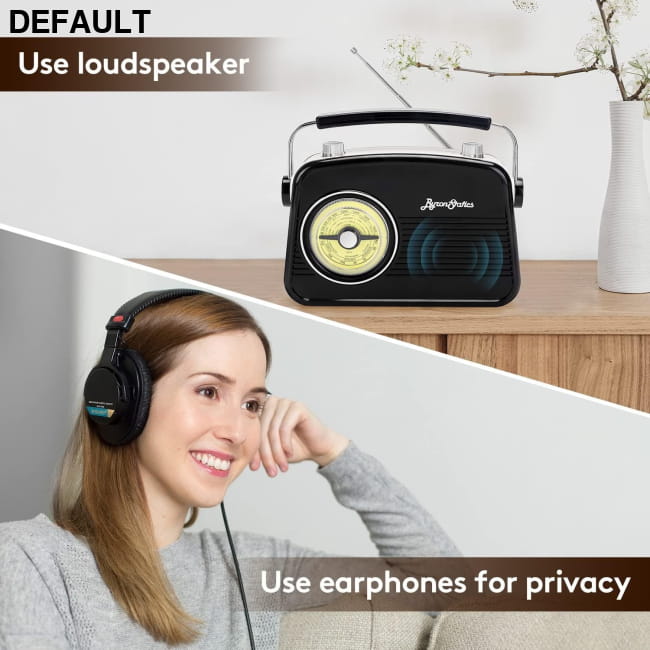 Black AM FM Radio - Small Portable Radios Vintage Retro - AM/FM