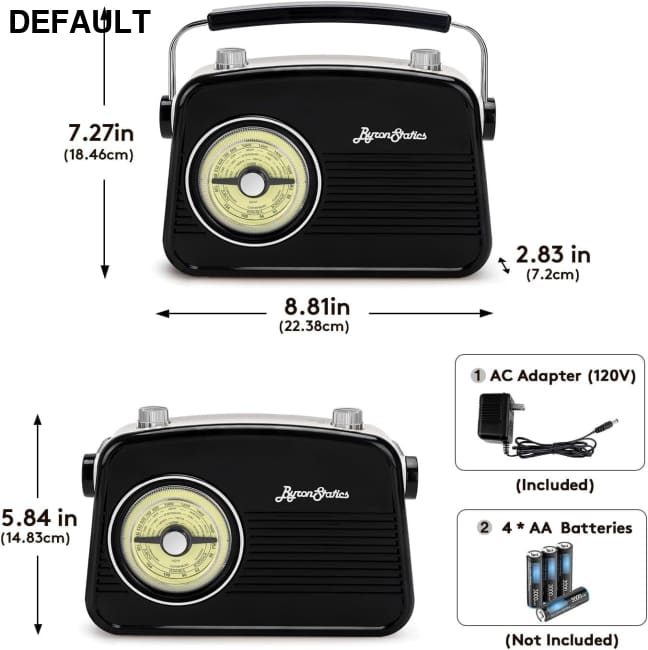 Black AM FM Radio - Small Portable Radios Vintage Retro With Headphone Jack Large Analog Rotary Tuning Dial - Best