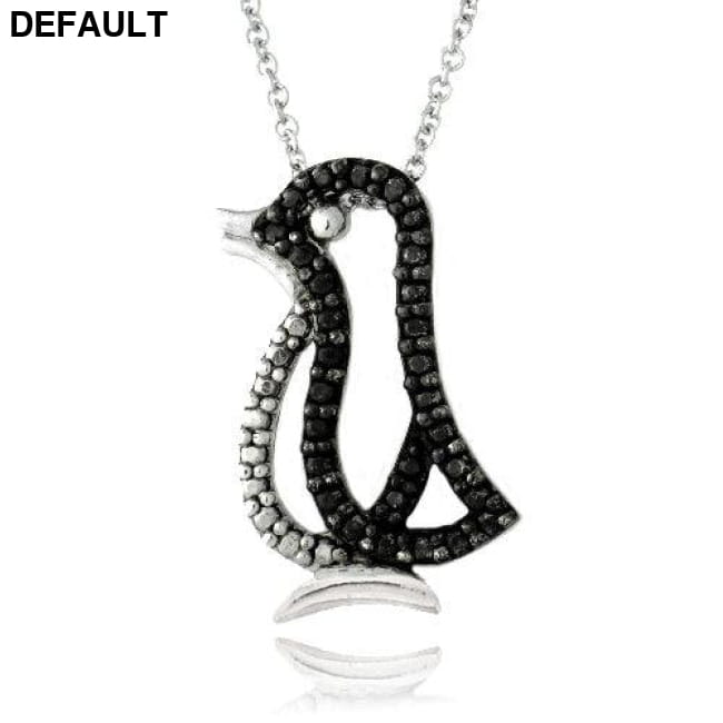 Black Diamond Accent Penguin Necklace Sterling Silver Necklaces