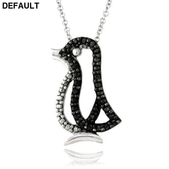 Black Diamond Accent Penguin Necklace Sterling Silver Necklaces