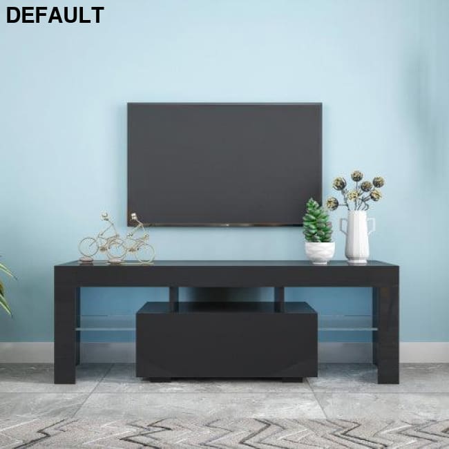 Black TV Stand with LED RGB Lights,Flat Screen Cabinet Gaming Consoles - in Lounge Room Living and Bedroom(Black)