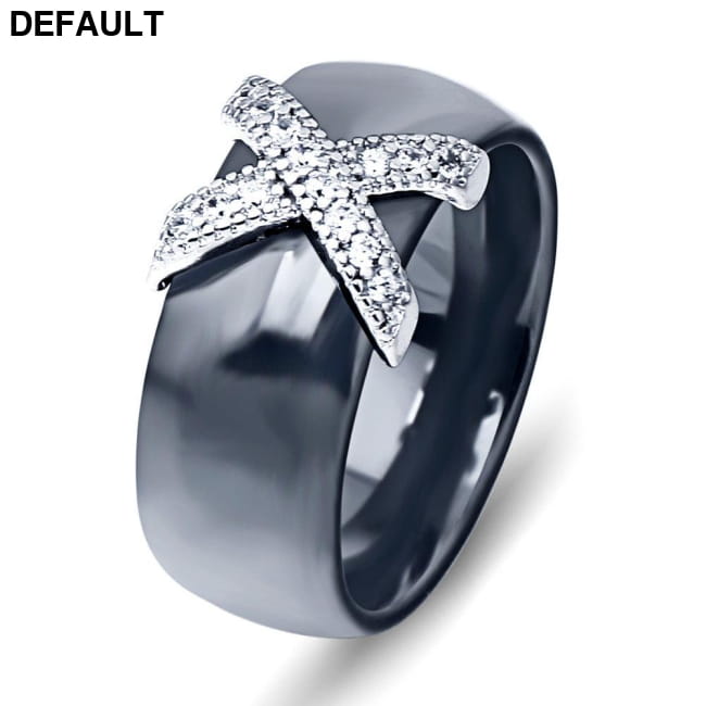 Black White Stainless Steel Ring 6 / Sterling Silver Rings