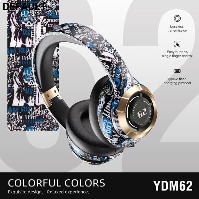Bluetooth Headphone Head-mounted Skull Graffiti Black Wireless Headphones Headsets
