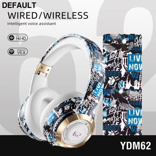 Bluetooth Headphone Head-mounted Skull Graffiti White Wireless Headphones Headsets