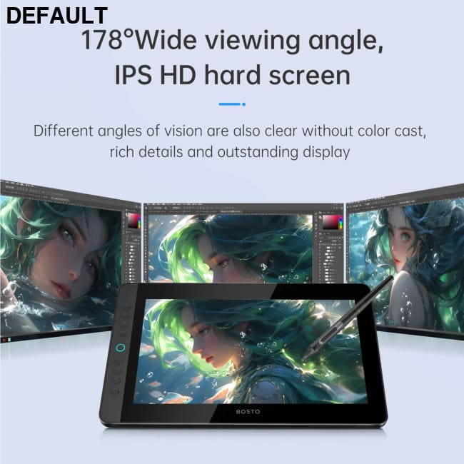 BOSTO BT-13HDK Portable Graphics Drawing Tablet 13.3 Inch H-IPS LED Screen Display Anti-glare Digital Art Pad black