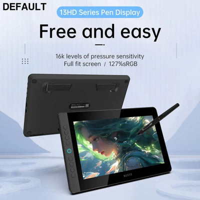 BOSTO BT-13HDK Portable Graphics Drawing Tablet 13.3 Inch H-IPS LED Screen Display Anti-glare Digital Art Pad black