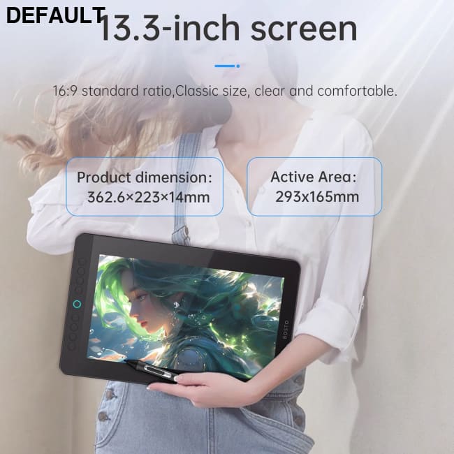 BOSTO BT-13HDK Portable Graphics Drawing Tablet 13.3 Inch H-IPS LED Screen Display Anti-glare Digital Art Pad black