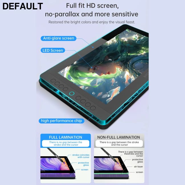 BOSTO BT-13HDK Portable Graphics Drawing Tablet 13.3 Inch H-IPS LED Screen Display Anti-glare Digital Art Pad black