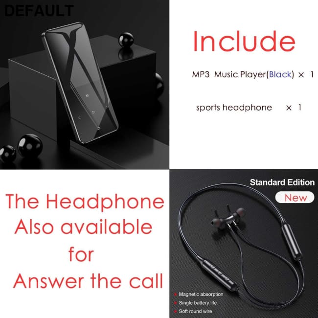 BTSMONE New Version MP3 Music Player Support Bluetooth with Loud Speaker and Built-in 16GB HiFi Portable Walkman