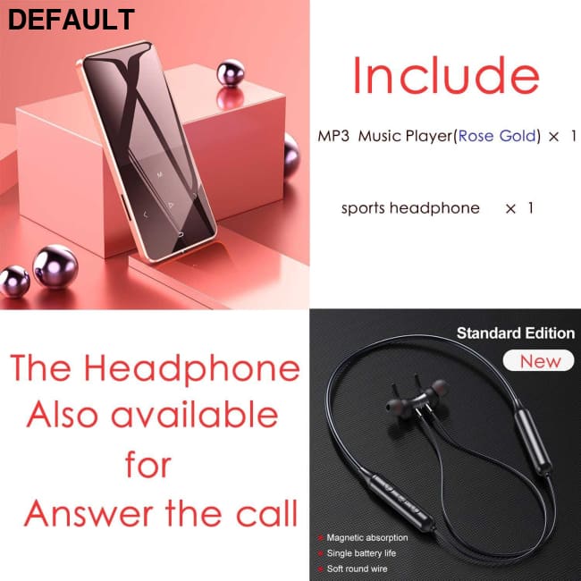 BTSMONE New Version MP3 Music Player Support Bluetooth with Loud Speaker and Built-in 16GB HiFi Portable Walkman