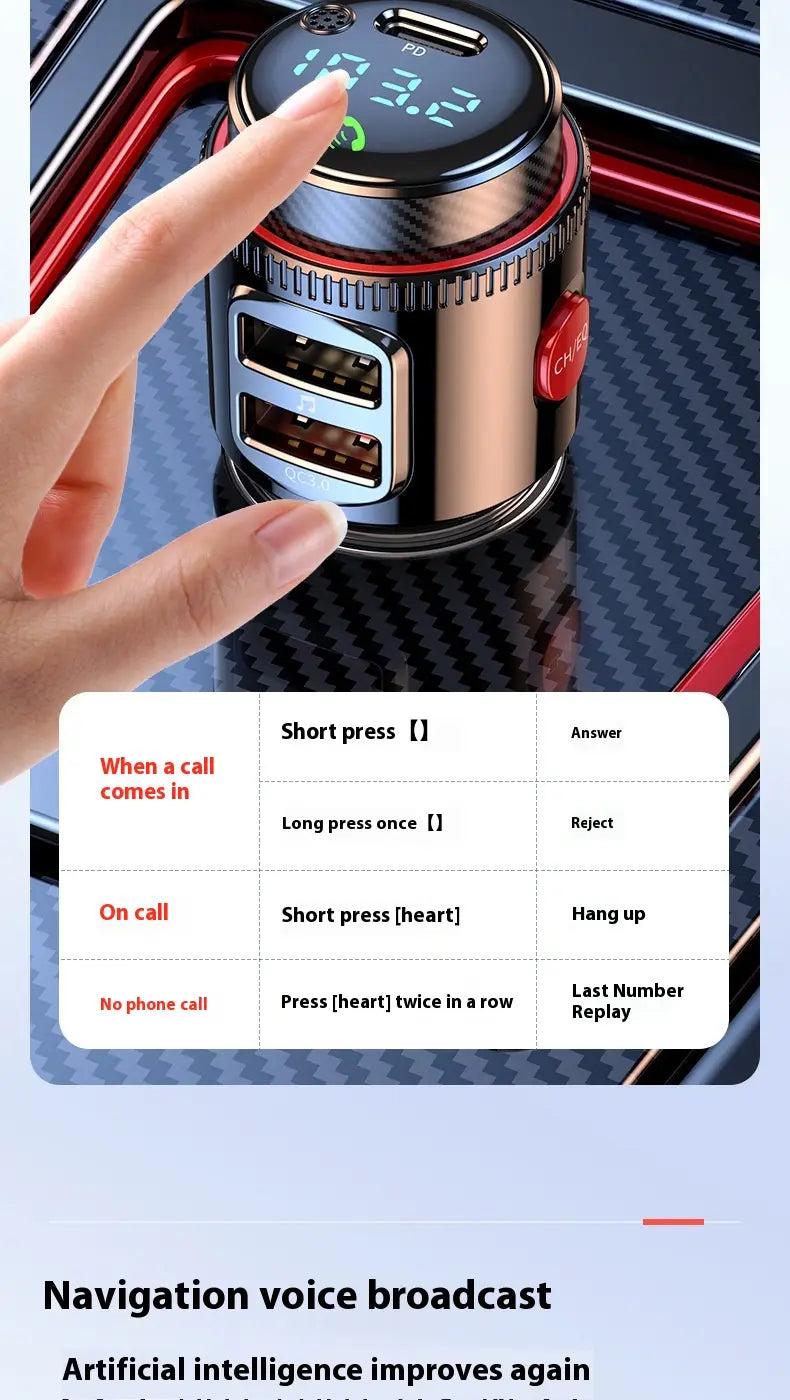 T23 Car MP3 Bluetooth Player Lossless Music Multifunctional Cigarette Lighter FM Transmitter