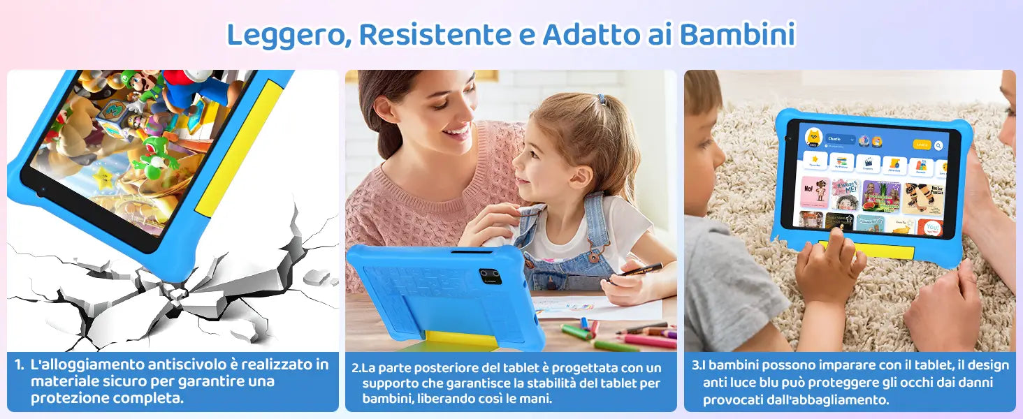 7 Inch Kid Tablet for Children Android 13 5GB RAM 32GB ROM 128GB Expandable Quad Core Wi-Fi Bluetooth Type-C Children’s