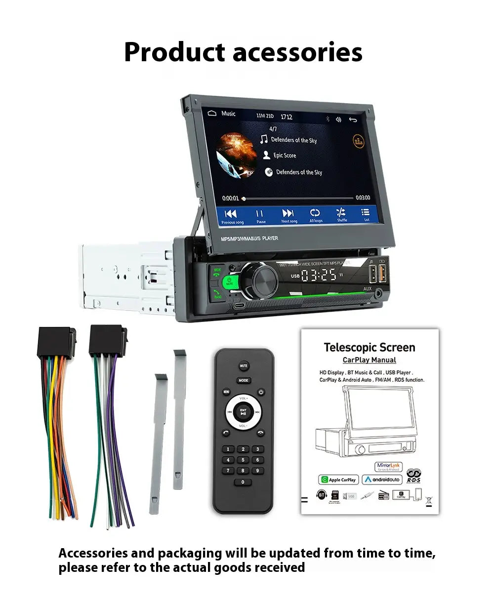 7-inch Telescopic Screen Vehicle-borne Bluetooth Player