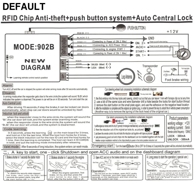 Car Alarm Remote Control PKE Keyless Entry Engine Start Starter Vehicle Systems