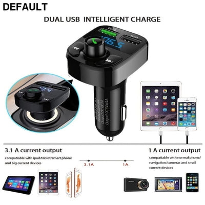 Car Charger MP3 Wireless Receiver; Dual USB QC3.0 Fast Charging Cigarette Lighter FM Transmitter Quick Charge Bluetooth