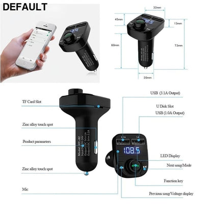 Car Charger MP3 Wireless Receiver; Dual USB QC3.0 Fast Charging Cigarette Lighter FM Transmitter Quick Charge Bluetooth