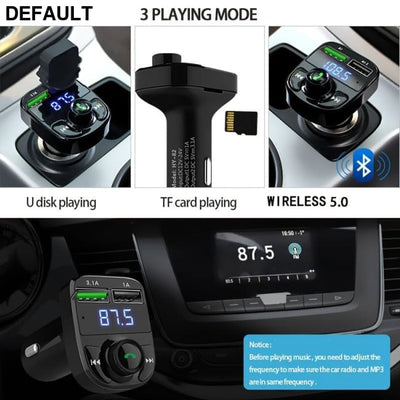 Car Charger MP3 Wireless Receiver; Dual USB QC3.0 Fast Charging Cigarette Lighter FM Transmitter Quick Charge Bluetooth