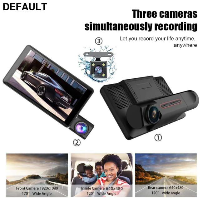 Car DVR 3 Cameras 4.0 Inches Dash Cam Video Recorder