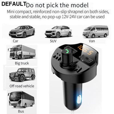 Car Fm Transmitter Bluetooth 5.0 Mp3 Player Modulator Adapter Battery Voltage TF Card Hands-free Dual USB Smart Chip